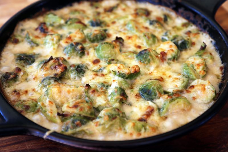 Cheesy bacon brussels sprouts